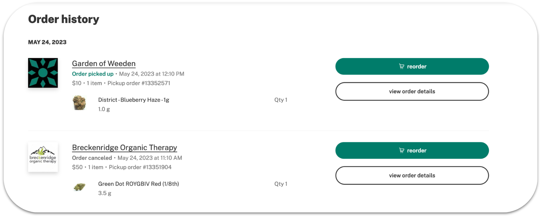 Checking on the status of your online order or history of orders – Leafly  Help