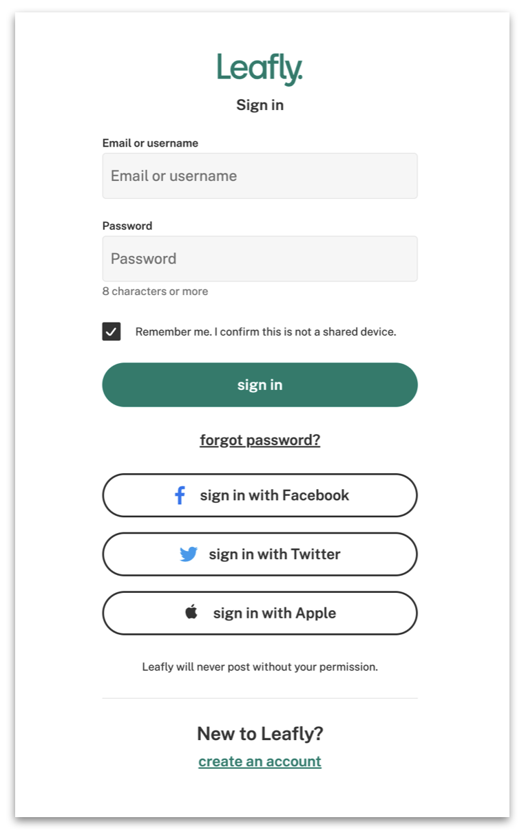 Logging into your Leafly User Account Leafly Help