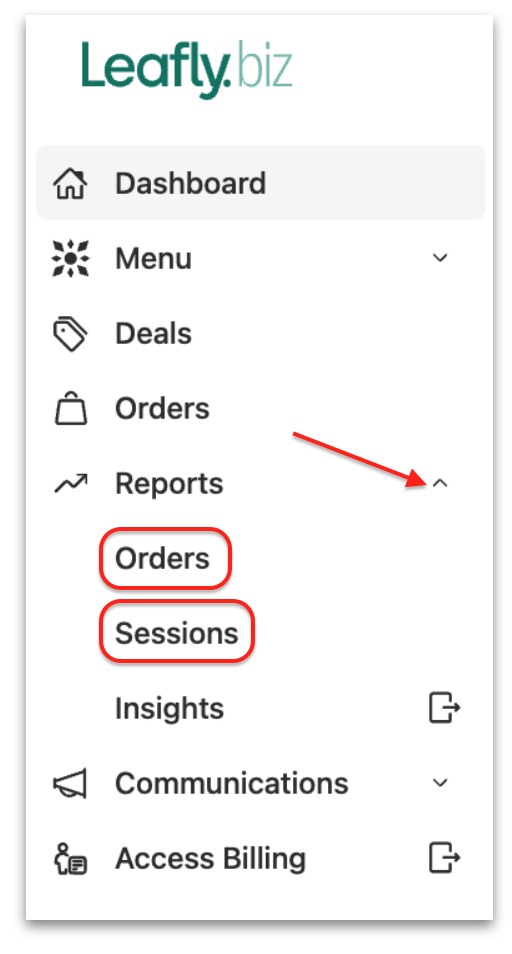 Learn More - Biz Dashboard, Sessions, and Orders Reporting