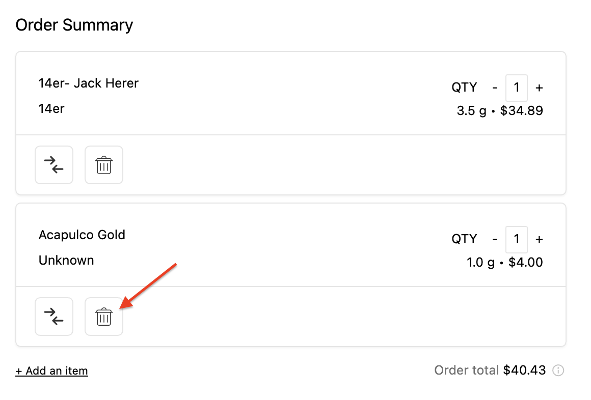 Substituting, adding or removing items for online orders