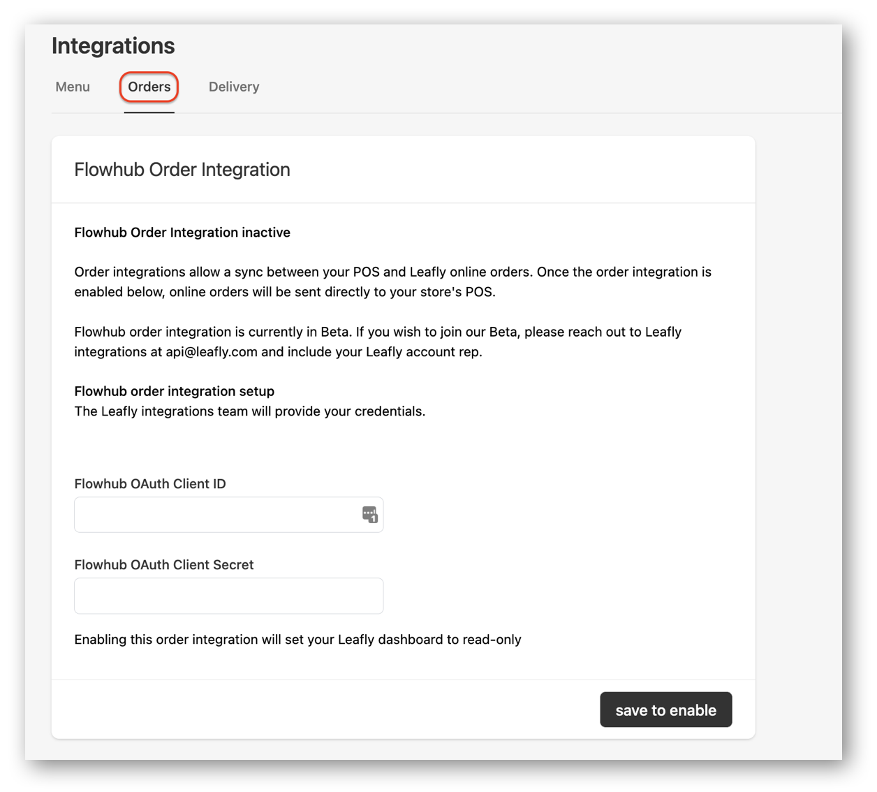 Flowhub Order Integration Guide