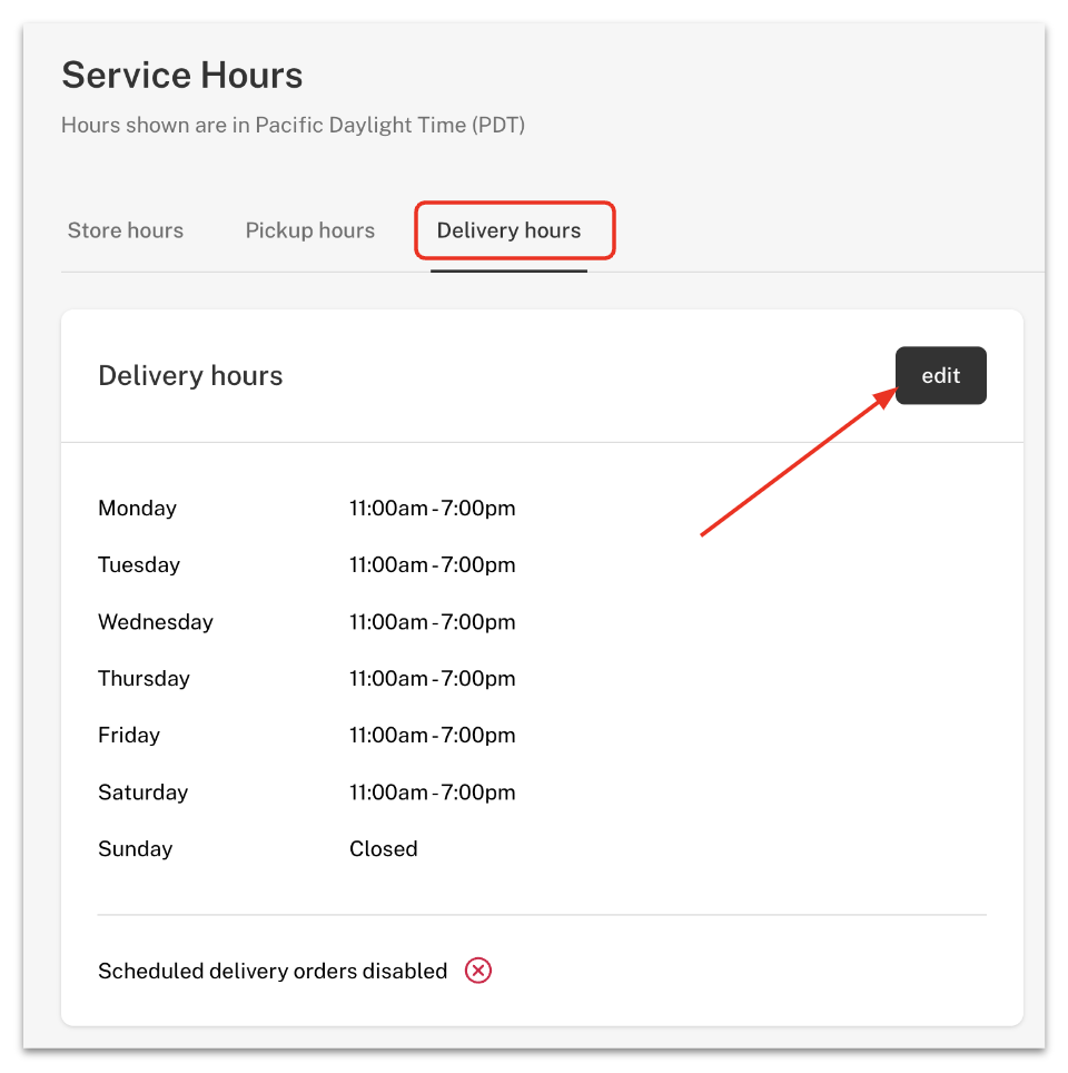 Delivery: Schedule an Order