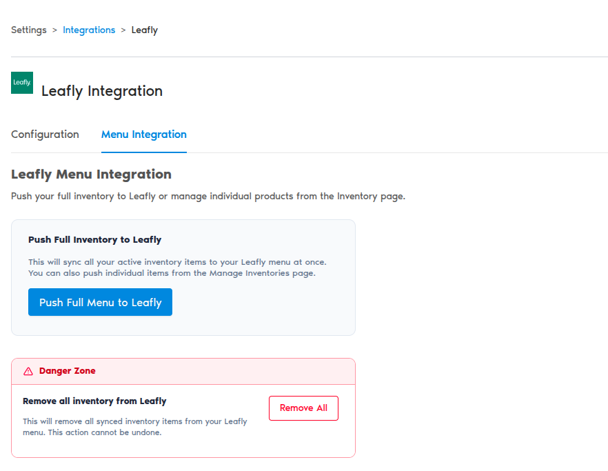 Bleaum Menu Integration Guide