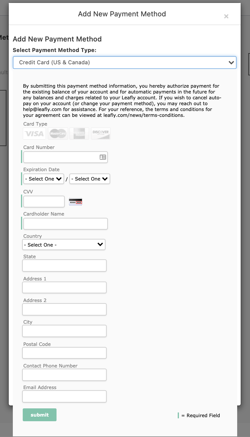 Managing your Payment Methods
