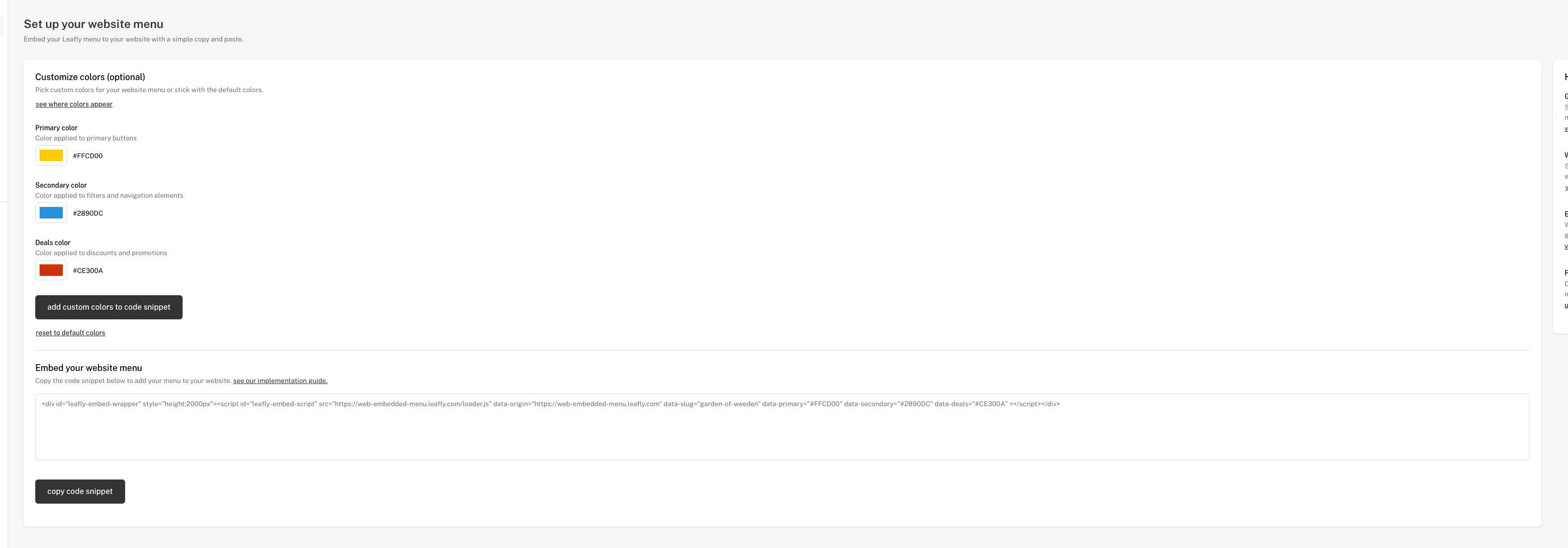 Embed Menu Implementation Guide
